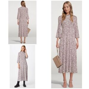 Samsøe Samsøe Samsoe Floral Mock Neck Jersey Frittata Choco Dress S
